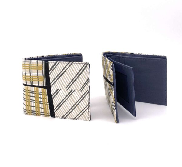 Lindon wallet made by Flying Fox Fabrics from hand printed fabric designed by Deborah Wurrkidj of Babbarra Designs in Maningrida