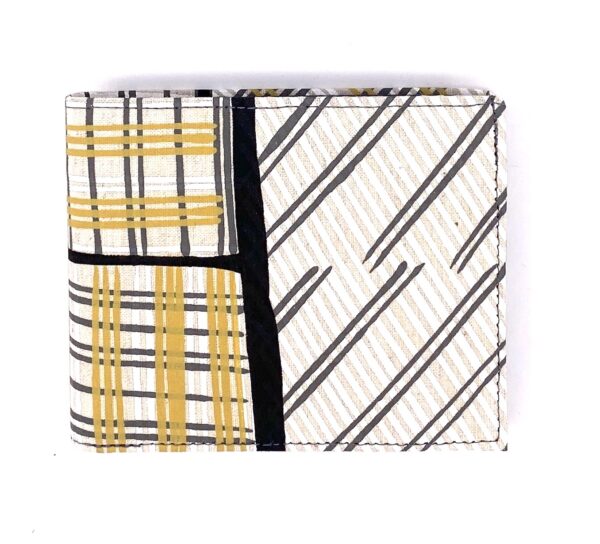 Lindon wallet made by Flying Fox Fabrics from hand printed fabric designed by Deborah Wurrkidj of Babbarra Designs in Maningrida